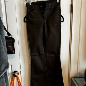 Brown Leather Flare Pants